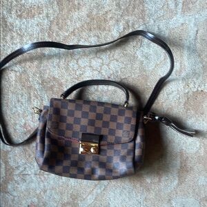 Louis Vuitton Brown Crossbody Bag with Damier Pattern and Leather Bag for Women
